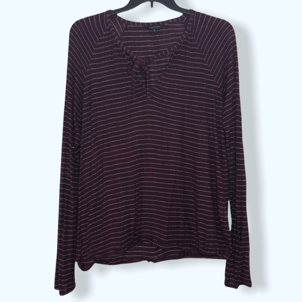 Lucky Brand Purple Striped Lightweight Long Sleeve Top Sz XL